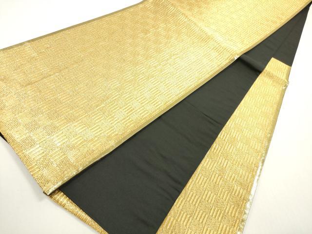 平和屋着物◎六通柄袋帯　格子　金糸　正絹　逸品　DABF5070xg