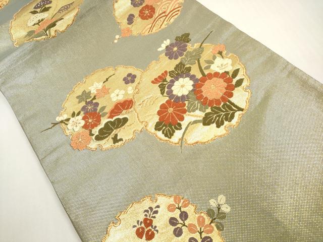 平和屋着物◎佐賀錦 六通柄袋帯 唐織 雪輪開花文 本佐賀唐織 金糸 正絹 逸品 DABF5086xg