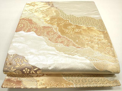 平和屋着物◎六通柄袋帯　道長花鳥文　金銀糸　正絹　逸品　DABF5103xg