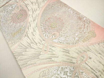 平和屋着物◎六通柄袋帯　唐織　孔雀羽正倉院花文　金銀糸　正絹　逸品　DABF5111xg