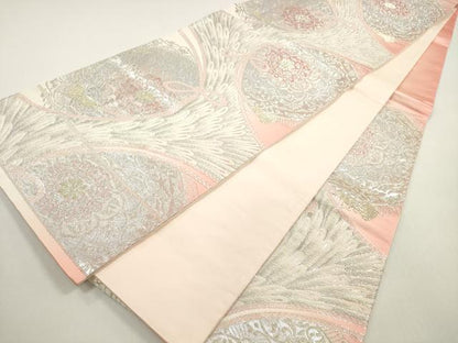 平和屋着物◎六通柄袋帯　唐織　孔雀羽正倉院花文　金銀糸　正絹　逸品　DABF5111xg
