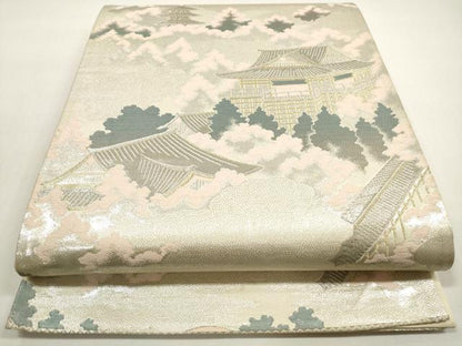 平和屋着物◎六通柄袋帯　長谷寺遠景　プラチナ箔二重織　正絹　逸品　DABF5112xg