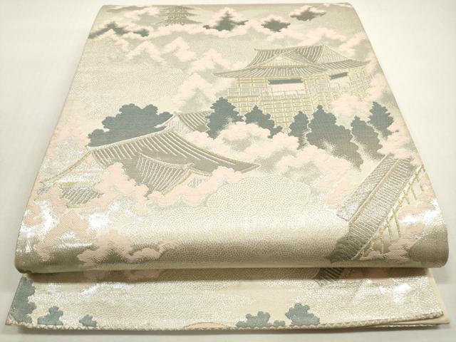 平和屋着物◎六通柄袋帯　長谷寺遠景　プラチナ箔二重織　正絹　逸品　DABF5112xg