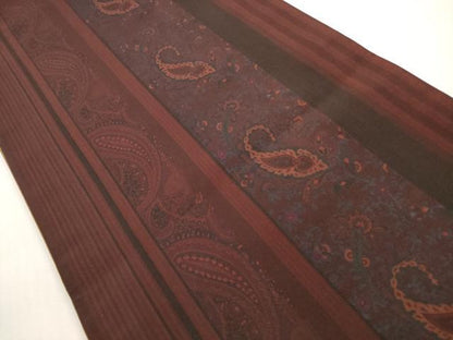 平和屋着物◎全通柄袋帯　ペイズリー花文　正絹　逸品　DABF5118xg