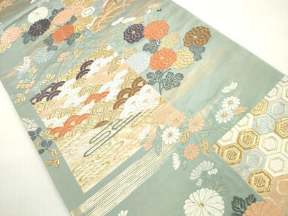 平和屋着物◎西陣　六通柄袋帯　唐織　名錦遺芳　金糸　証紙付き　正絹　逸品　DABF5123xg