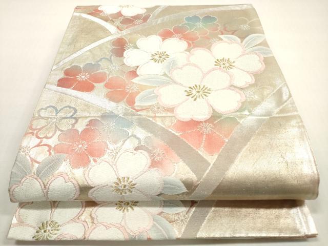 平和屋着物◎六通柄袋帯　唐織　舞桜文　金銀糸　やまと誂製　正絹　逸品　DABF5124xg