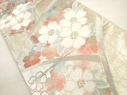 平和屋着物◎六通柄袋帯　唐織　舞桜文　金銀糸　やまと誂製　正絹　逸品　DABF5124xg