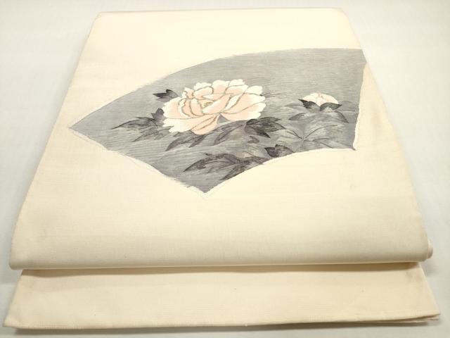 平和屋着物◎太鼓柄袋帯　すくい織　地紙花文　金銀糸　正絹　逸品　DABF5138xg