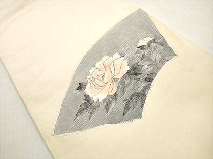 平和屋着物◎太鼓柄袋帯　すくい織　地紙花文　金銀糸　正絹　逸品　DABF5138xg
