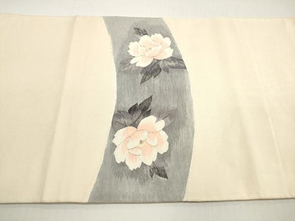 平和屋着物◎太鼓柄袋帯　すくい織　地紙花文　金銀糸　正絹　逸品　DABF5138xg