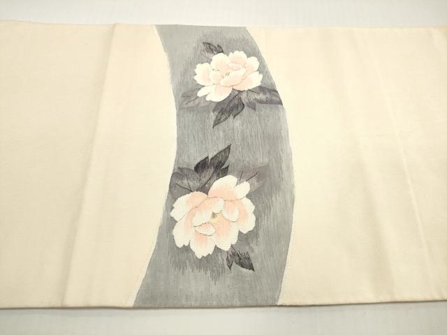 平和屋着物◎太鼓柄袋帯　すくい織　地紙花文　金銀糸　正絹　逸品　DABF5138xg