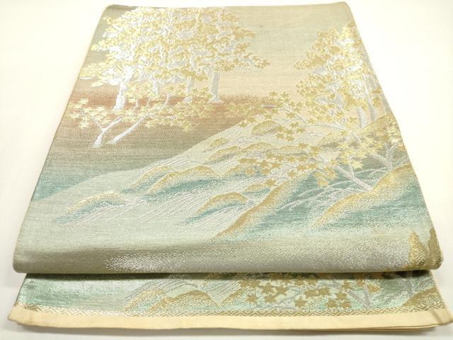 平和屋着物◎六通柄　京袋帯　立波樹林文　金銀糸　正絹　逸品　DABF5156xg