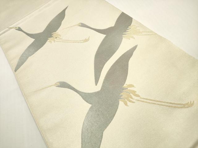 平和屋着物◎六通柄袋帯 飛鶴 金糸 正絹 逸品 DABF5182xg