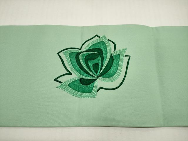 平和屋着物◎塩瀬 九寸名古屋帯 総刺繍 草花文 正絹 逸品 DABF5188xg