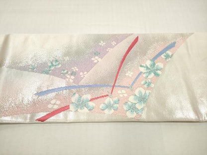 平和屋着物◎九寸名古屋帯 唐織 草花文 金銀糸 正絹 逸品 DABF5193xg