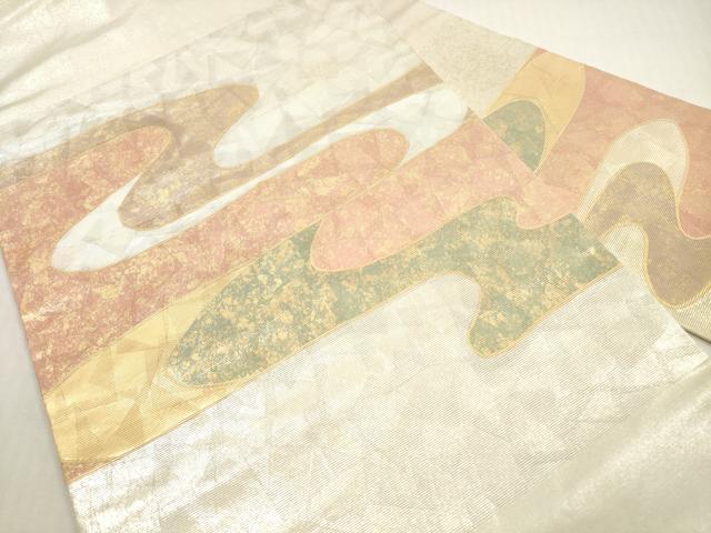 平和屋着物◎九寸名古屋帯 エ霞文 金銀彩 正絹 逸品 DABF5197xg