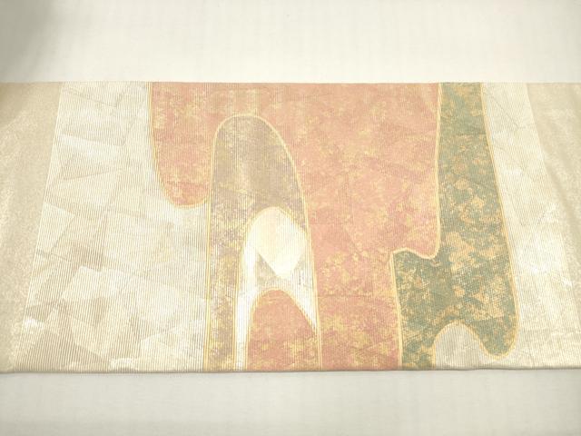 平和屋着物◎九寸名古屋帯 エ霞文 金銀彩 正絹 逸品 DABF5197xg
