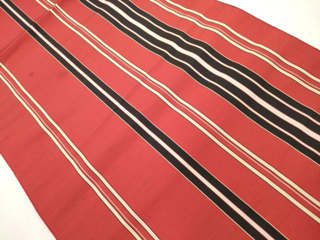 平和屋着物◎本場筑前博多織　八寸名古屋帯　間道　三越扱い　正絹　逸品　DABF5199xg