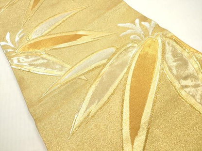 平和屋着物◎綴れ　六通柄袋帯　笹の葉　金銀糸　正絹　逸品　DABF5213xg