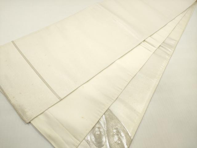平和屋着物◎太鼓柄袋帯　駒刺繍　地紙文　銀糸　正絹　逸品　DABF5214xg