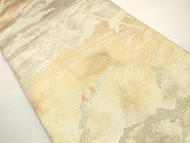 平和屋着物◎六通柄袋帯　渡橋風景松文　金銀糸　正絹　逸品　DABF5221xg