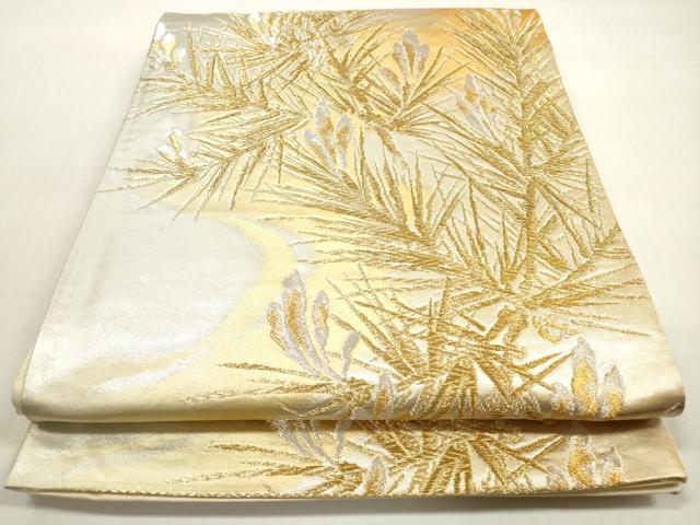 平和屋着物◎西陣 六通柄袋帯 松葉文 金銀糸 証紙付き 正絹 逸品 DABF5226xg