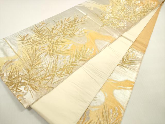平和屋着物◎西陣 六通柄袋帯 松葉文 金銀糸 証紙付き 正絹 逸品 DABF5226xg