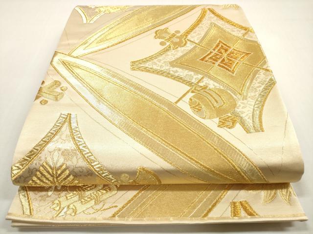 平和屋着物◎六通柄袋帯 七彩王朝錦 金糸 正絹 逸品 DABF5241xg