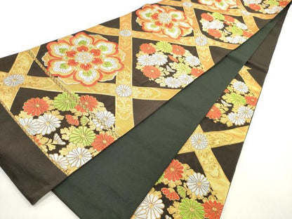 平和屋着物◎西陣　六通柄袋帯　唐織　天井正倉院花文　金銀糸　証紙付き　DABF5267xg