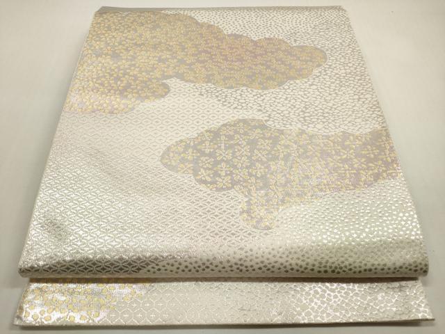 平和屋着物◎六通柄袋帯　雲取り花文　金銀糸　正絹　逸品　DABF5268xg