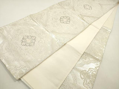 平和屋着物◎六通柄袋帯　正倉院花文　プラチナ二重箔　正絹　逸品　DABF5279xg