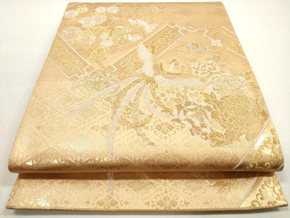 平和屋着物◎六通柄袋帯　九百新花鳥錦　鳳凰　金銀糸　正絹　逸品　DABF5297xg
