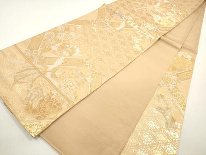 平和屋着物◎六通柄袋帯　九百新花鳥錦　鳳凰　金銀糸　正絹　逸品　DABF5297xg