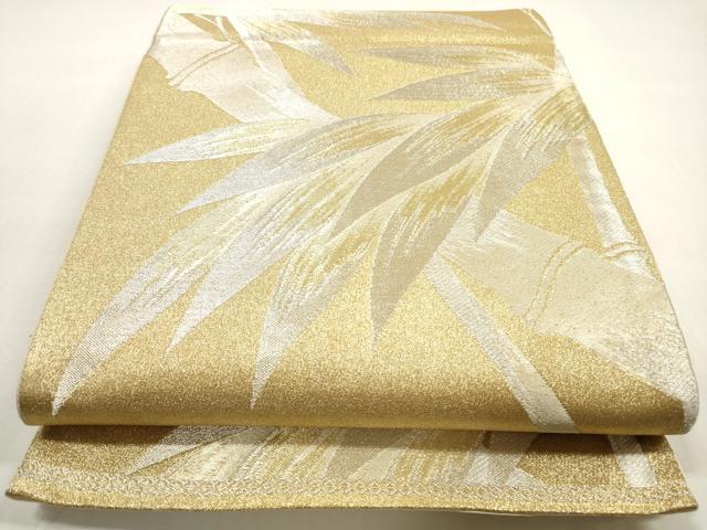 平和屋着物◎六通柄袋帯　笹竹文　金銀糸　正絹　逸品　DABF5308xg