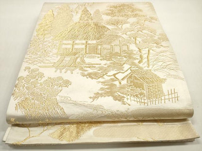平和屋着物◎六通柄袋帯　京洛　三千院　金糸　三越扱い　正絹　逸品　DABF5312xg