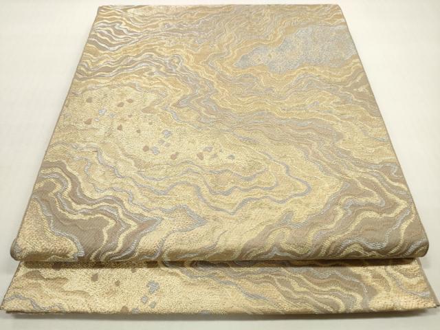 平和屋着物◎六通柄　京本袋帯　墨流し文様　金銀糸　正絹　逸品　DABF5330xg