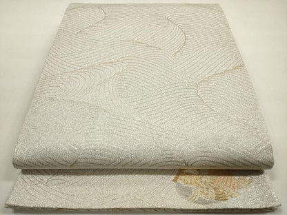 平和屋着物◎綴れ　六通柄袋帯　立波文　ワンポイント　金銀糸　正絹　逸品　DABF5332xg