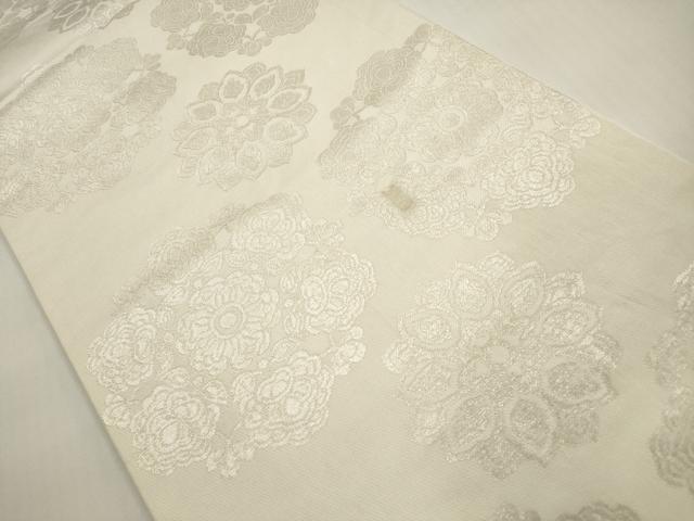 平和屋着物◎六通柄　本袋帯　正倉院花文　銀糸　正絹　逸品　DABF5345xg