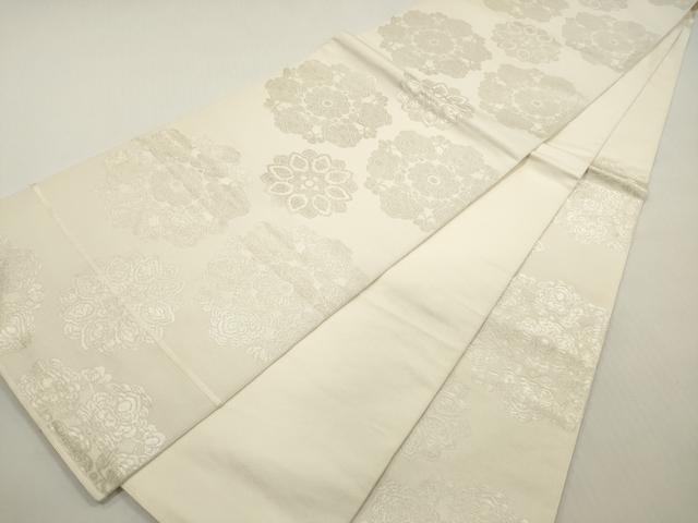 平和屋着物◎六通柄　本袋帯　正倉院花文　銀糸　正絹　逸品　DABF5345xg