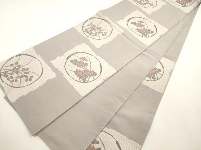 平和屋着物◎六通柄袋帯　草花文　正絹　逸品　DABF5373xg