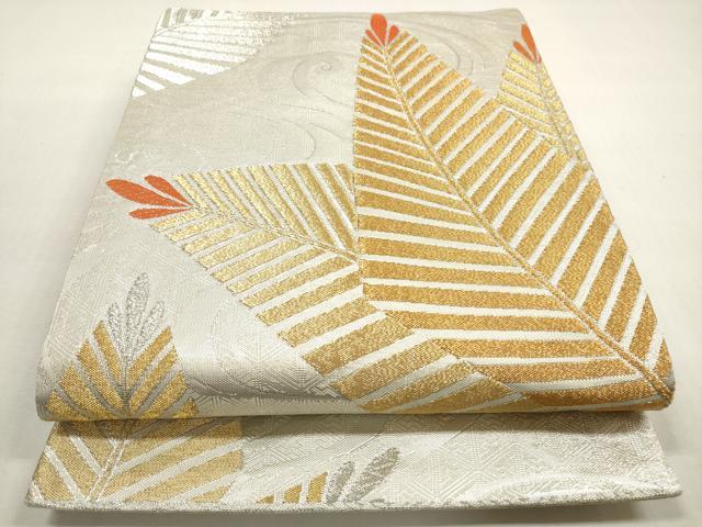平和屋着物◎六通柄袋帯 流水松葉文 金銀糸 正絹 逸品 DABF5389xg