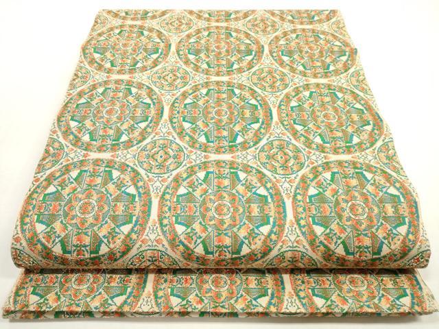 平和屋着物◎本場筑前博多織　八寸名古屋帯　花丸文　金糸　正絹　逸品　DABF5390xg