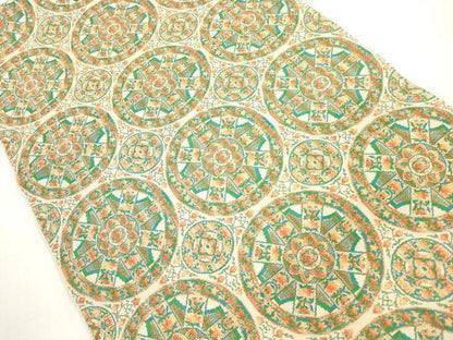 平和屋着物◎本場筑前博多織　八寸名古屋帯　花丸文　金糸　正絹　逸品　DABF5390xg