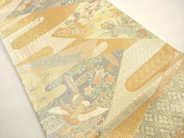 平和屋着物◎宝珠本佐賀錦　六通柄袋帯　九百錦　花車文　金糸　反端付き　正絹　逸品　未使用　DABF5416xg