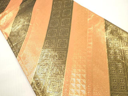 平和屋着物◎佐賀錦　両面　全通柄袋帯　斜縞吉祥文　金糸　正絹　逸品　DABF5418xg