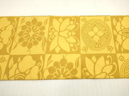 平和屋着物◎全通柄九寸名古屋帯　格子花文　正絹　逸品　DABF5431xg