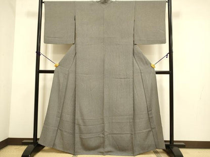 平和屋着物▽上質な小紋　単衣　麻の葉文様　正絹　逸品　DABF5521du