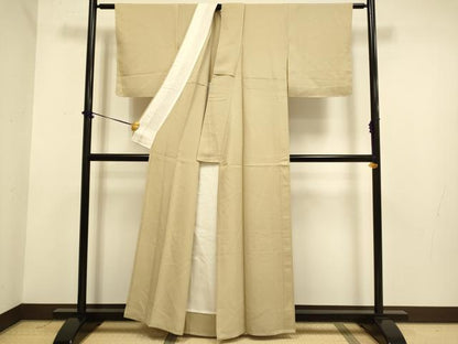 平和屋着物▽上質な色無地　単衣　濃い薄香色　正絹　逸品　未使用　DABF5527du