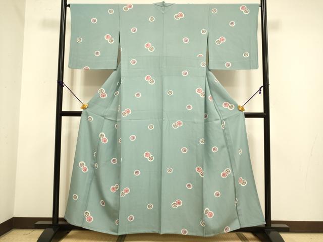 平和屋着物▽上質な小紋　単衣　舞花文　正絹　逸品　DABF5529du