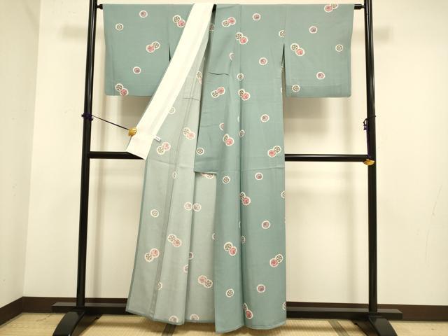 平和屋着物▽上質な小紋　単衣　舞花文　正絹　逸品　DABF5529du